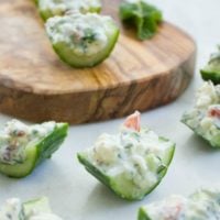 Best Feta Cucumber Salad Bites | These feta cream-stuffed cucumber bites make for the best healthy low carb appetizer or snack for parties | www.twopurplefigs.com| #healthy, #lunches, #keto, #lowcarb, #appetizer, #cleaneating, #simple