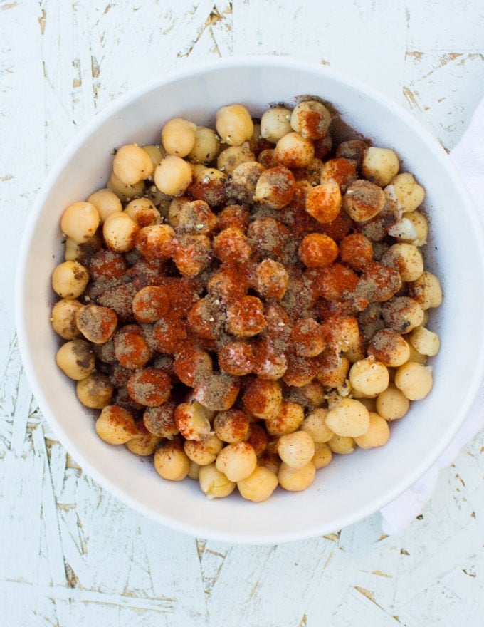 Chickpeas in a bowl with spices
