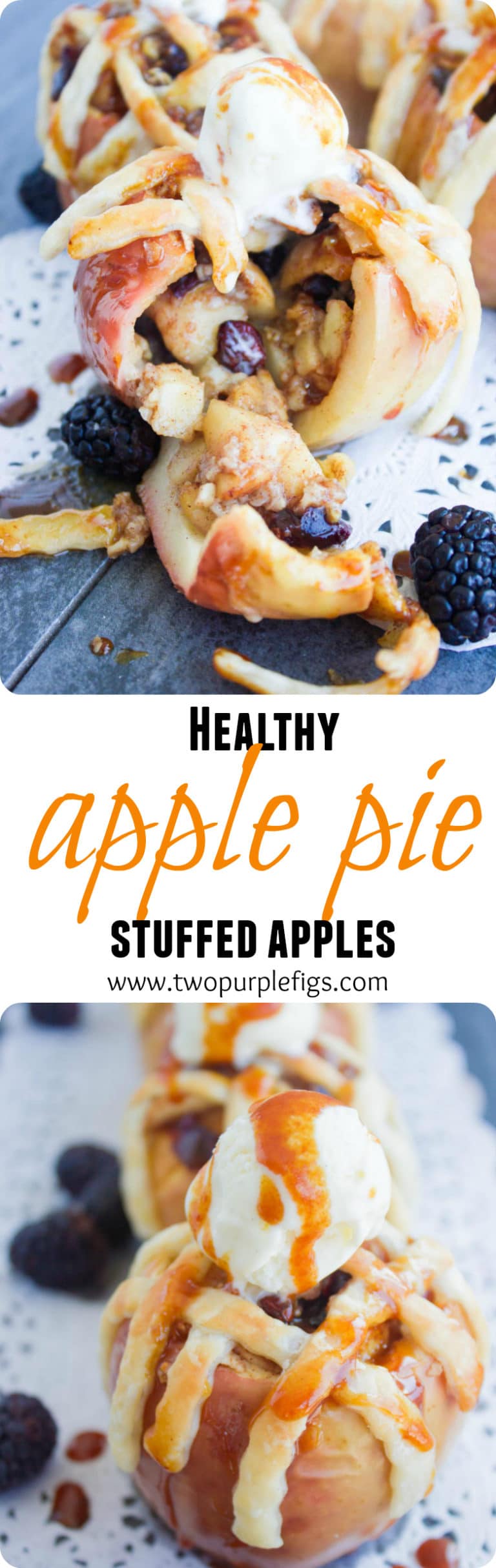 Apple Pie Stuffed Apples - these baked apples with pie lattice topping are every apple pie lovers wish come true—the whole flavor of apple pie but with half the calories and absolutely none of the guilt. #pie, #healthy, #thanksgiving, #dessert, #easy