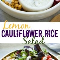 Lemon Cauliflower Rice with Yogurt Dressing - a healthy low-carb recipe #healthy, #lowcarb, #glutenfree, #cauliflower, #easy