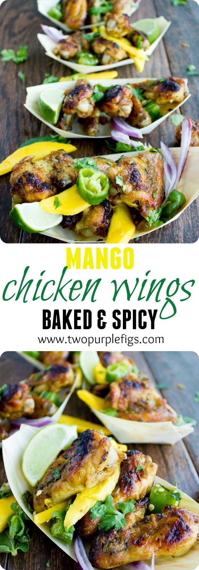Sweet & Spicy Baked Chicken Wings with Mango Chutney | These Sweet and Spicy Chicken Wings are smothered with homemade mango chutney, then baked until tender and crispy with a perfectly caramelized skin! Try this exotic and healthy twist on traditional fried chicken! #chicken, #dinner, #easy, #baked, #healthy, #dinner, #kids, #exotic, #fingerfood, #fastfood