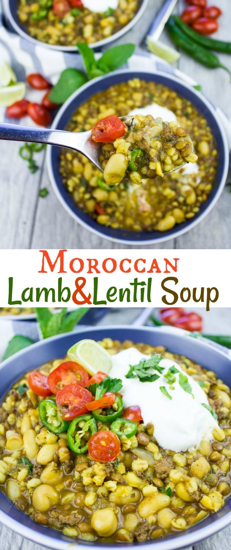 This Moroccan Lentil Soup with turmeric and lamb is comfort in a bowl. And while it’s categorized as a soup, it’s a full meal on its own. Ground lamb, healthy lentils and healing turmeric - a nutritious comfort food soup made in an instant pot in 30 minutes #lentilsoup, #groundlambrecipes, #instantpotrecipes, #pressurecooking, #Moroccanrecipes