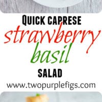 Quick Caprese Salad with Stawberries & Basil Pesto | www.twopurplefigs.com| #healthy, #italian, #pesto, #easy, #skewers, #fingerfood,