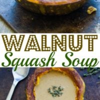 Walnut Squash Soup served in a squash