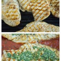 long pin skinny grilled chicken parmesan