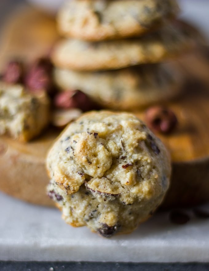 close up of a chewy coffee cookie