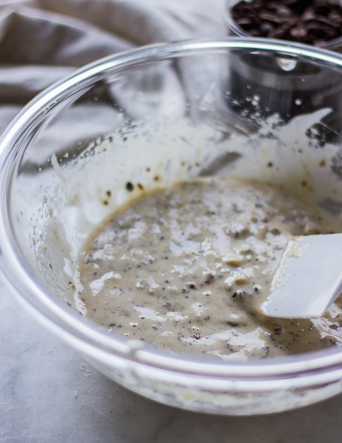 coffee cookies batter with the coffee beans and nuts