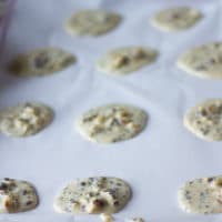 scooped batter of coffee cookies on a baking sheet ready for the oven