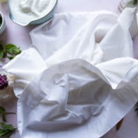 a pillowcase on a marble board which is the best way to make labneh!!