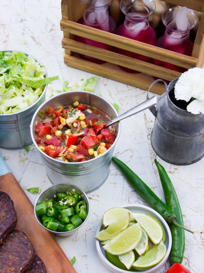 close up view of the salsa in the bucket