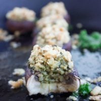 Long Pin Kale Pesto Stuffed Mushrooms