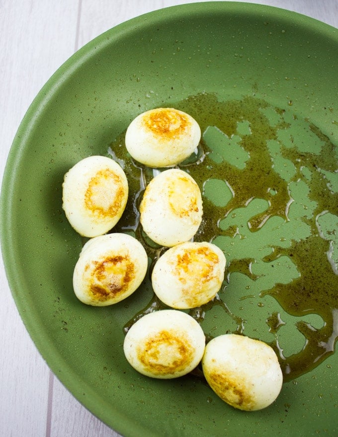 Hard boiled eggs toasted in brown butter