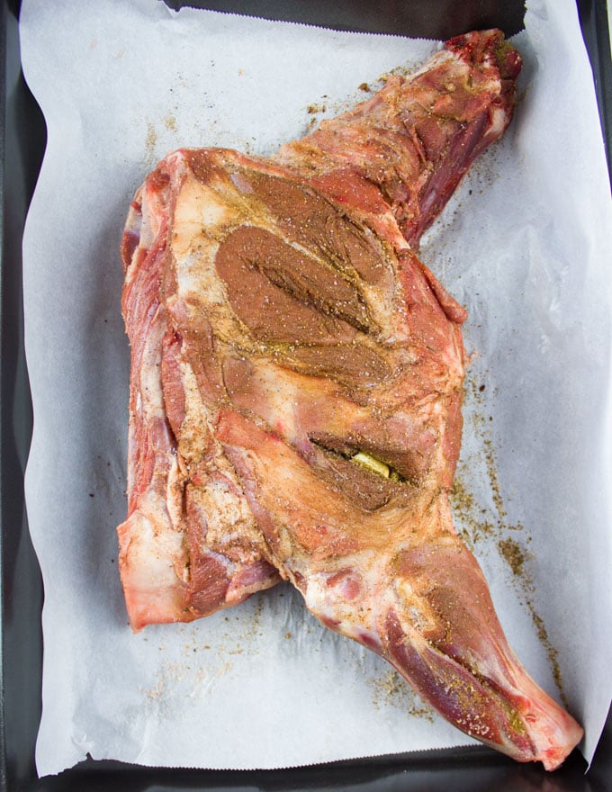 Lamb shoulder with spice spread all over