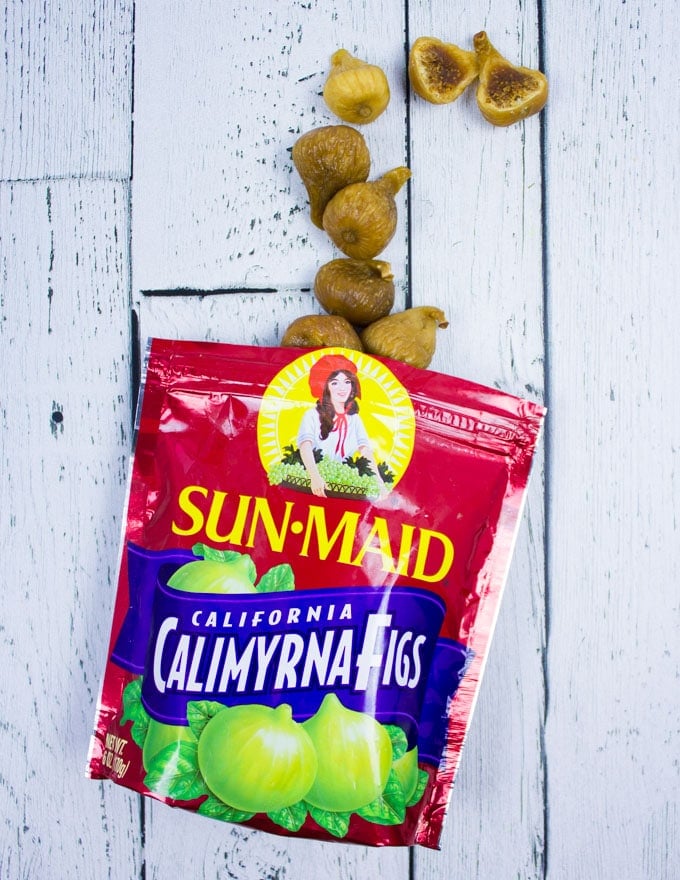 A bag of SunMaid Figs opened showing figs coming out of it