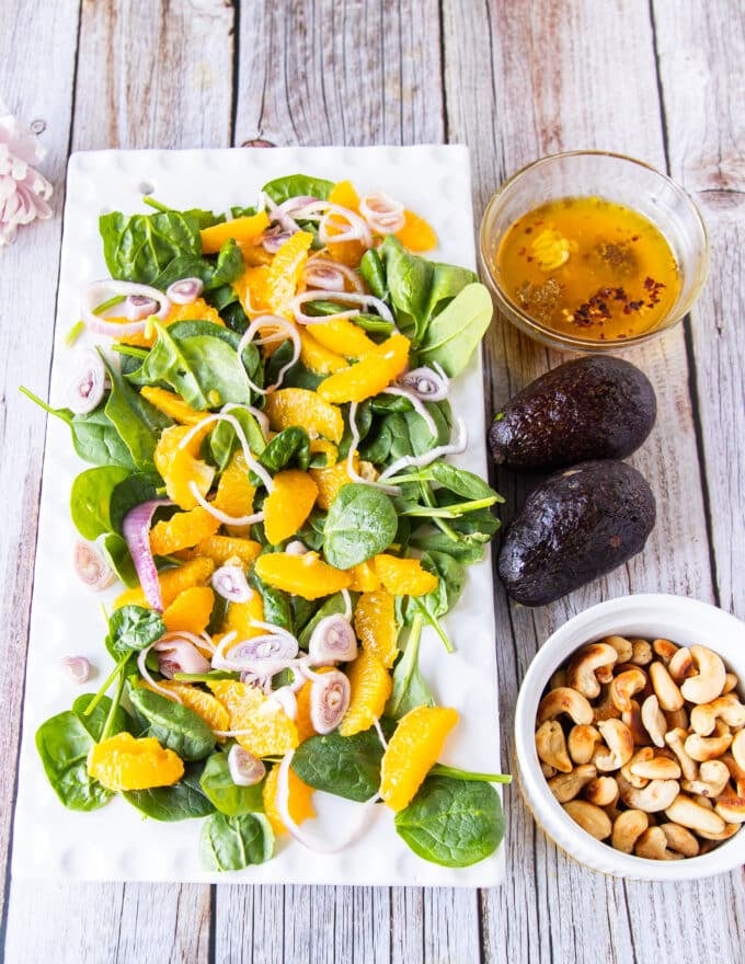 ingredients for orange salad and orange dressing