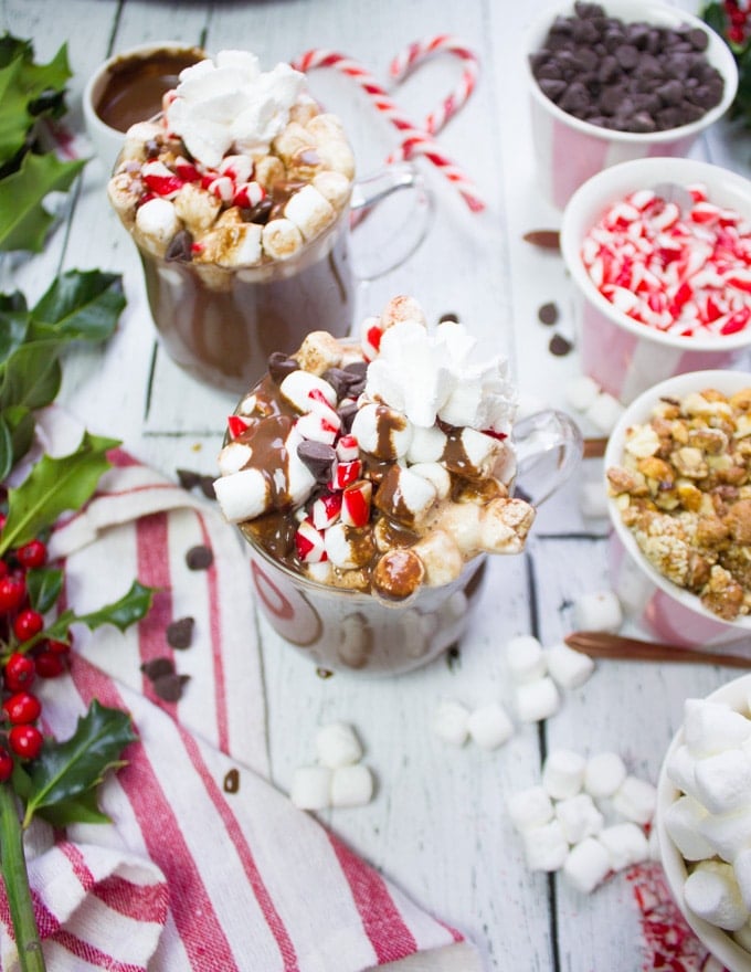 The perfect homemade hot chocolate with toppings