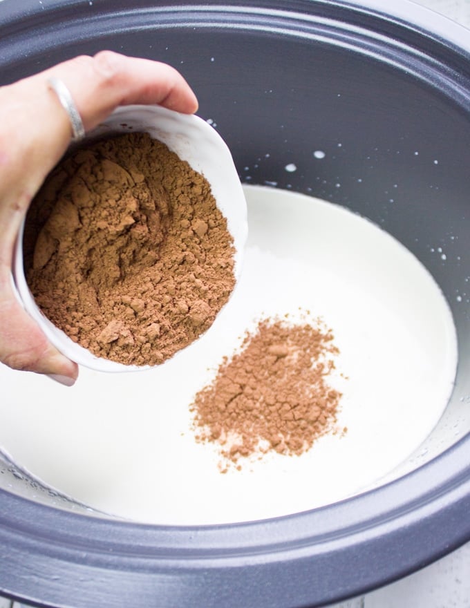 cocoa powder added to the crockpot