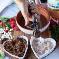 a scoop of chocolate truffle mixture in an ice cream scoop