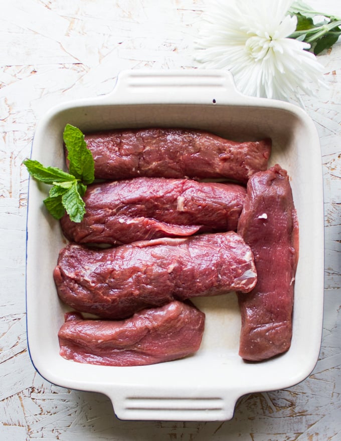 A plate of lamb sirloin 