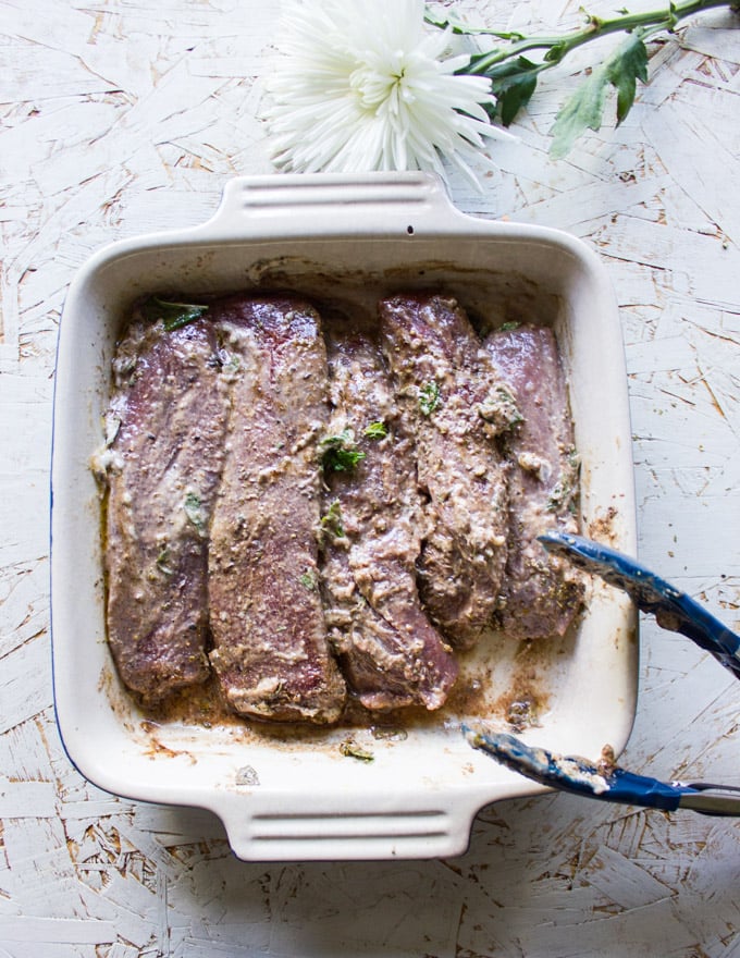 Marinated lamb in a plate 