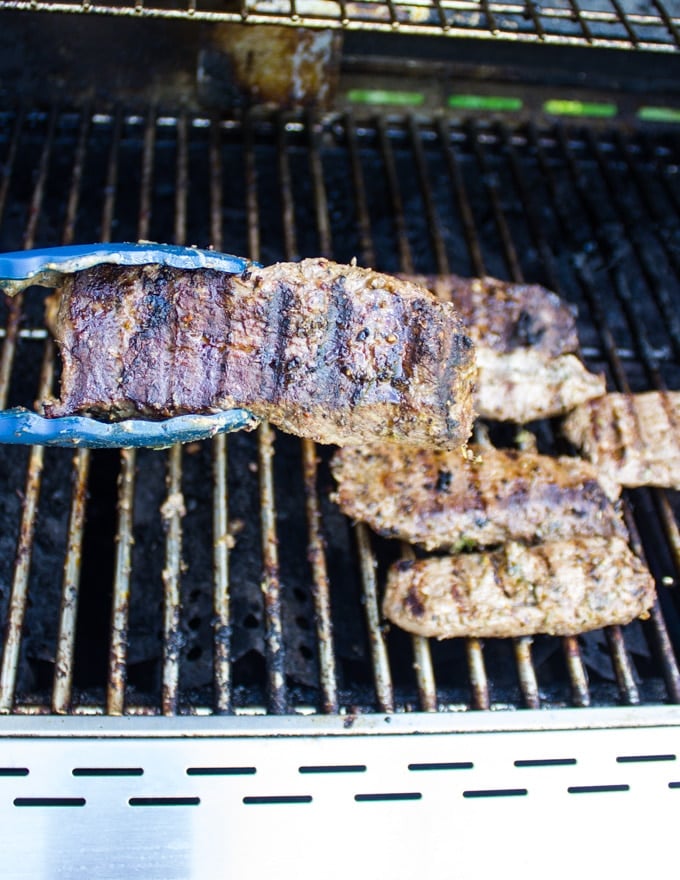 Lamb sirloin on the grill ready for gyro recipe