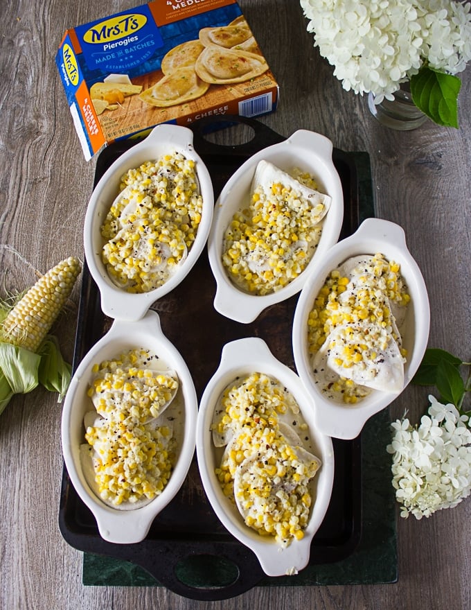 Corn mixture divided among all ramekins and ready to hit the oven