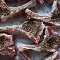 Lamb chops seasoned with the lamb seasoning and drizzled with oil