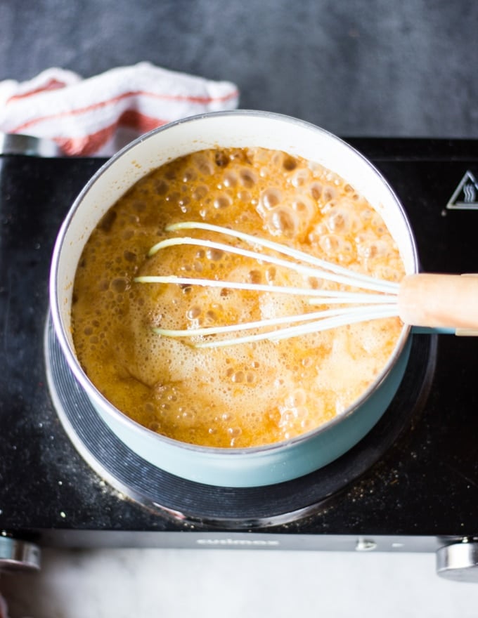 caramel sauce in a pan cooking