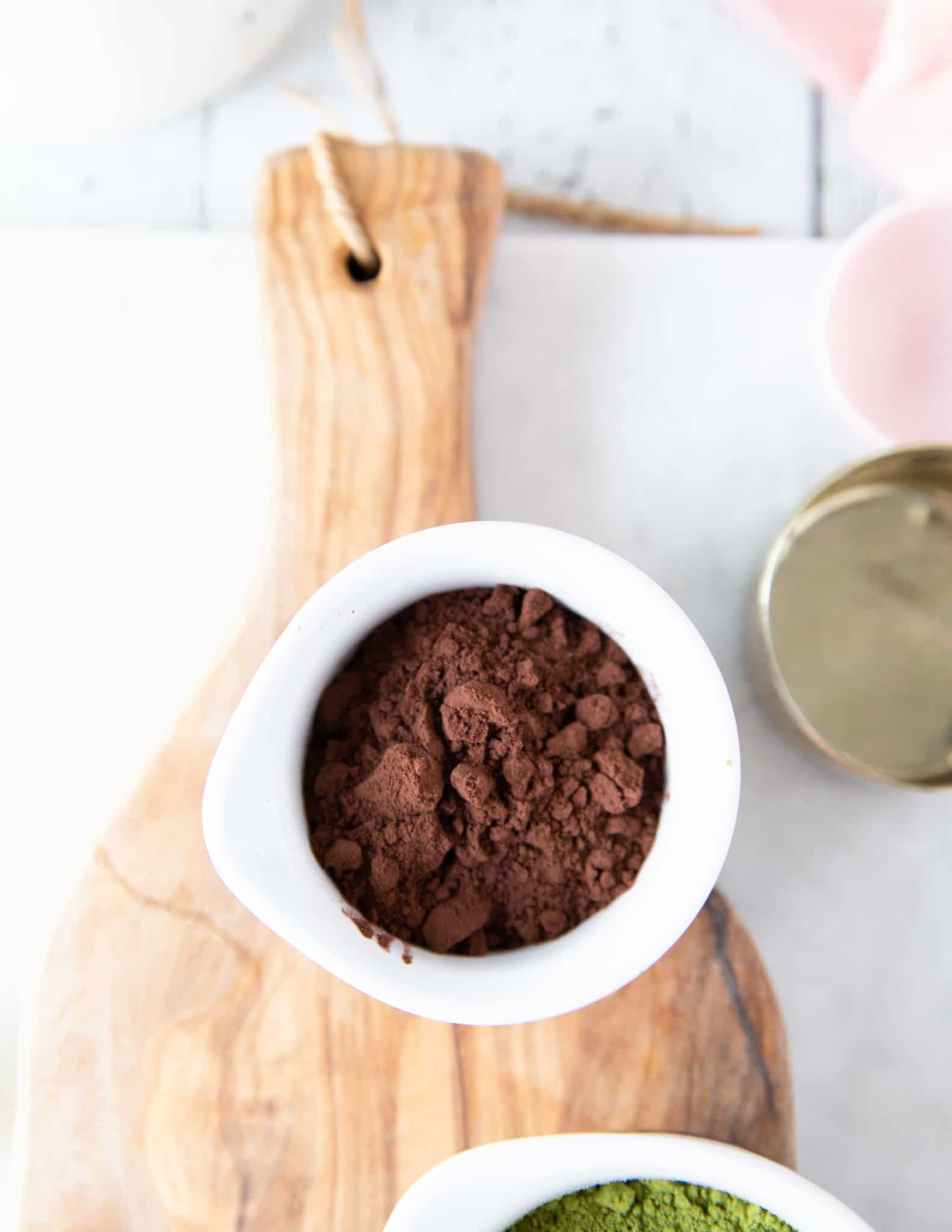 Cocoa powder in a bowl for the mocha dalgona recipe