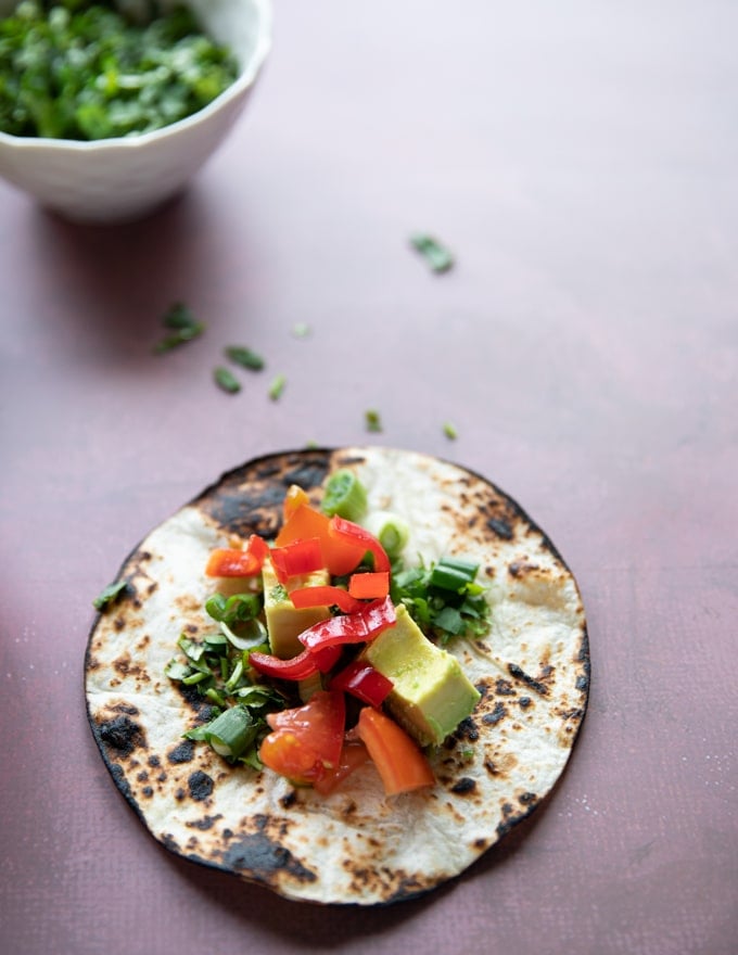 assembling a fish taco