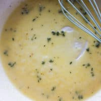 lemon butter sauce in the pan whisked until smooth and ready