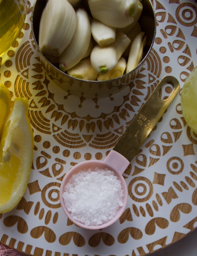 kosher salt in a tablespoon used to make the garlic sauce recipe