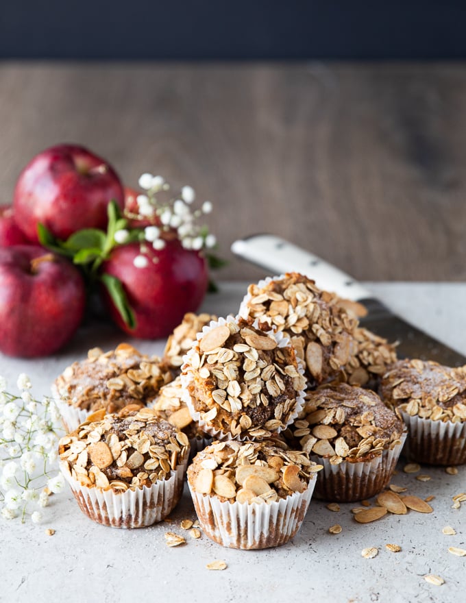 Gorgeous baked healthy apple muffins.