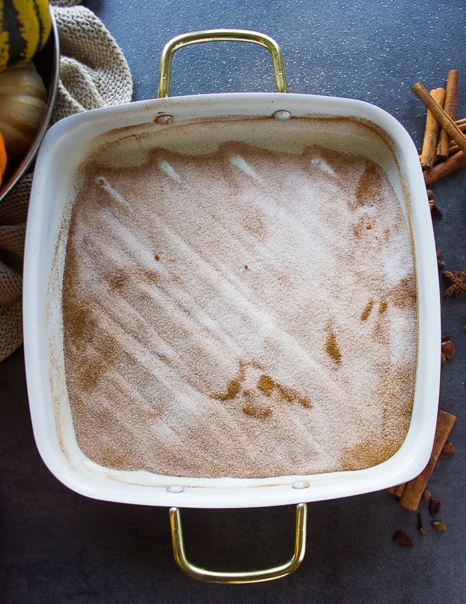 a plate with cinnamon and sugar blend together