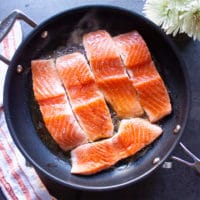 salmon in skillet