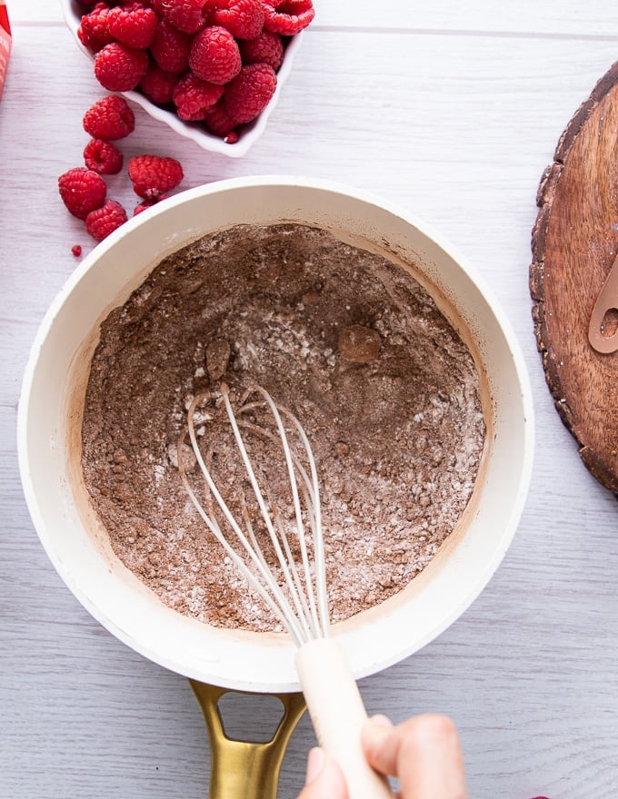 Mixing Dry Ingredients in Chocolate Pudding.