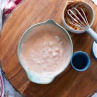 taco salad dressing is mixed and read in a bowl