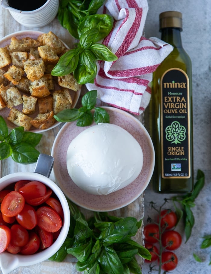 close up of a plate of burrata cheese