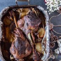 Perfectly roasted leg of lamb out of the oven, tender leg of lamb recipe