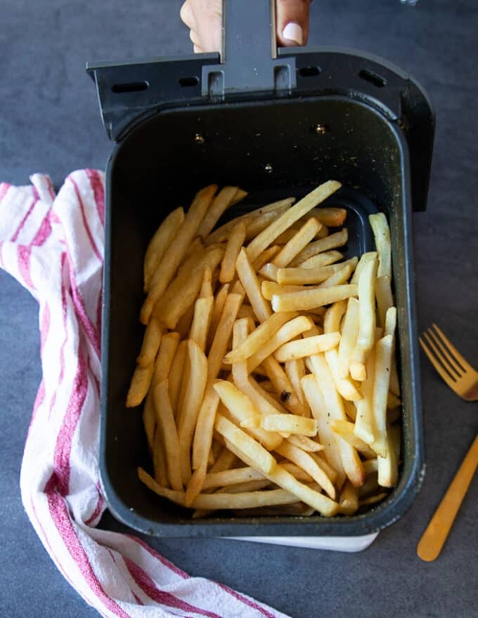 Fries cripsy and ready in the air fryer