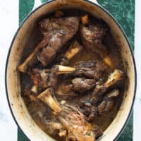 lamb shanks cooked and ready, braised lamb shanks tender to the fork and melt in your mouth soft