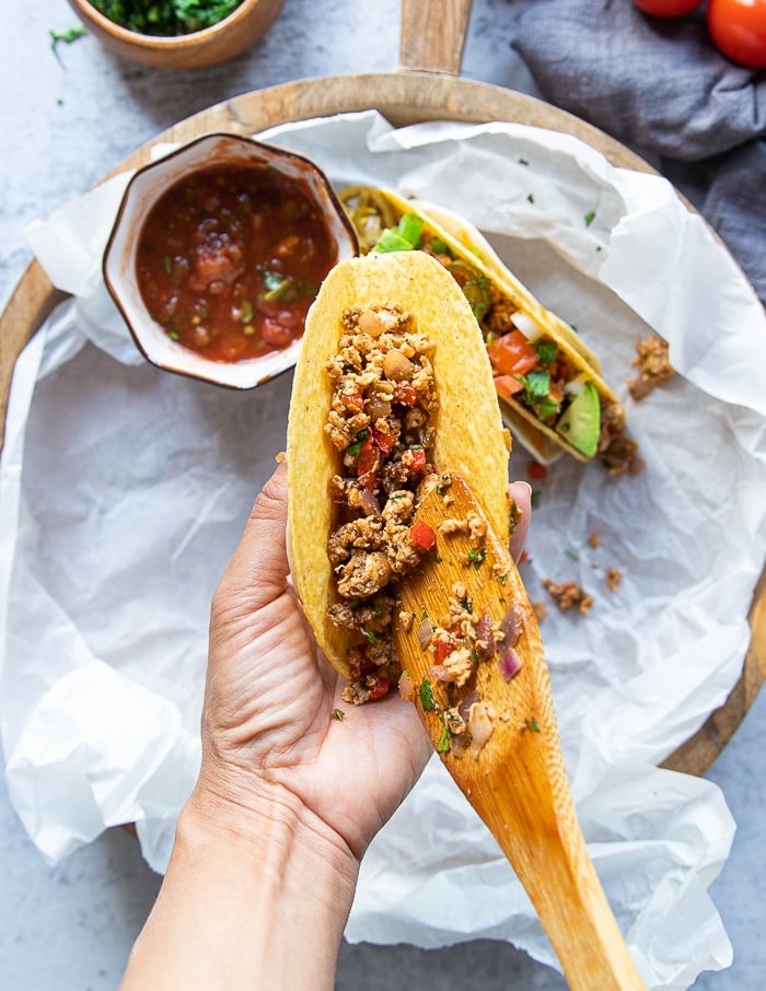 Ground Chicken Tacos • Two Purple Figs