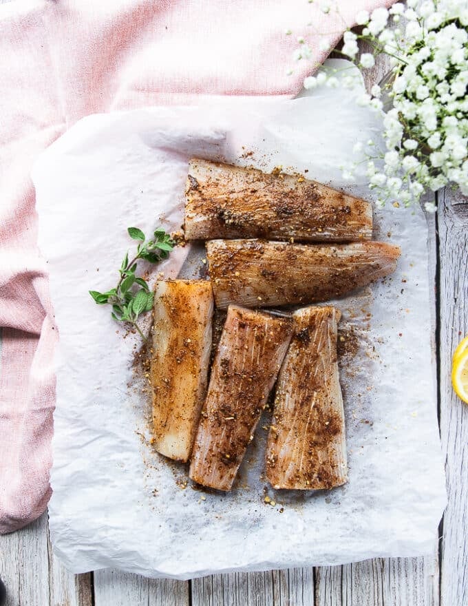 seasoned fillets of mahi mahi ready to grill