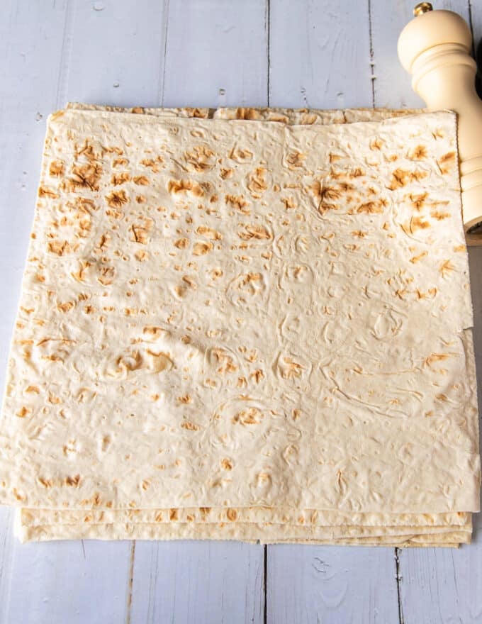 Thin Lavash bread on a marble to be used for tantuni