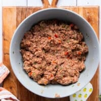The air fryer meatballs mixture in a bowl ready