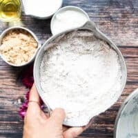 the dry ingredients ready and mixed in a smaller bowl