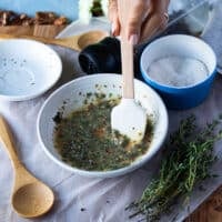 The bowl with the savory melted butter mix ready