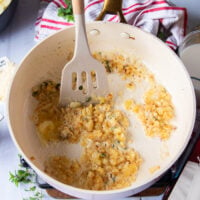 The flour being sautéed until golden and toasty