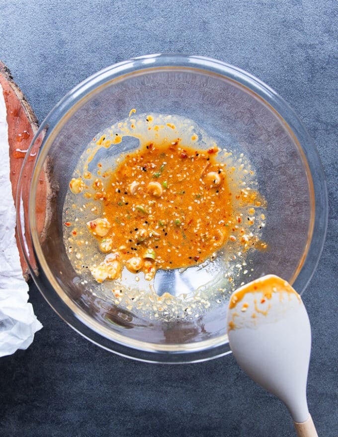 The seasoning ingredients for the tuna all added into one large bowl