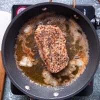 golden crust on the filet mignon and flipped to sear on the other side